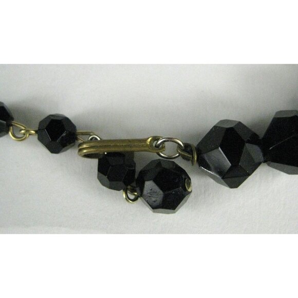 Necklace Plastic Faceted Beads Rhinestones 12 In Choker Goldtone Collar Vintage - Picture 8 of 9